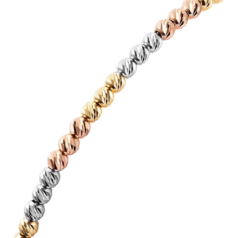 18ct Three Colour Gold Faceted Bead Detail Bracelet  Thumbnail Image 2