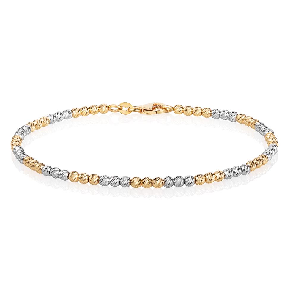 18ct Two Colour Gold Faceted Bead Detail Bracelet  Thumbnail Image 0