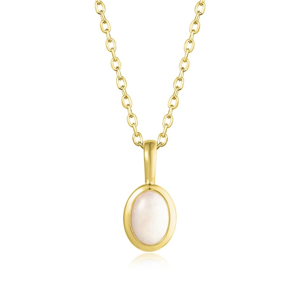 18ct Yellow Gold Oval Opal Pendant Thumbnail Image 0