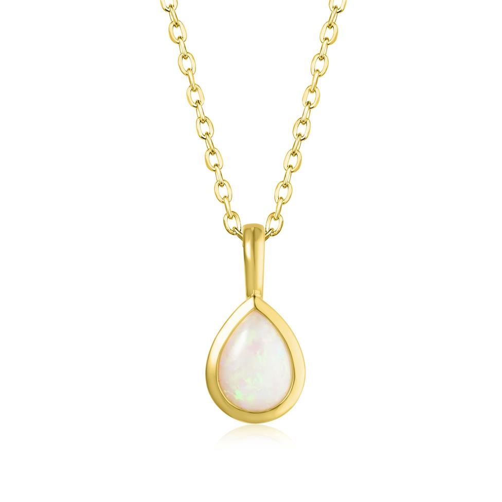 18ct Yellow Gold Pear Opal Pendant Thumbnail Image 0