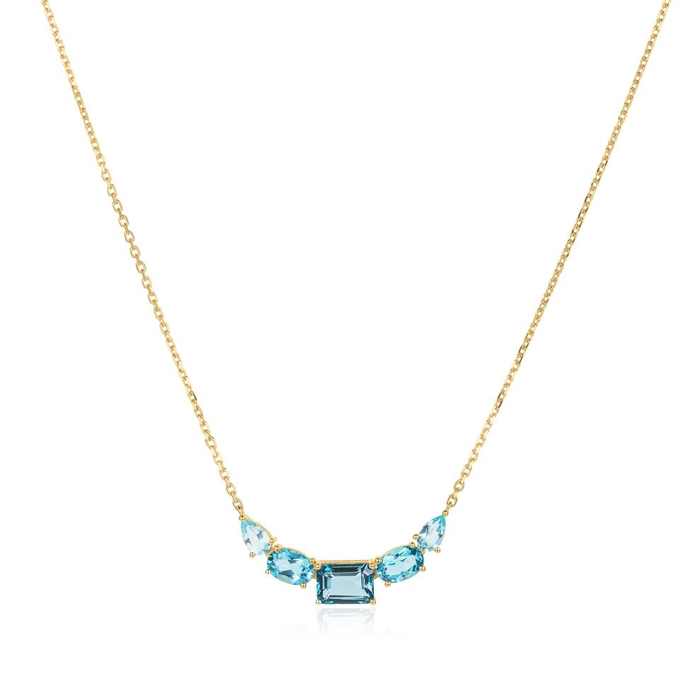 Bonbon 18ct Yellow Gold Blue Topaz Necklace Thumbnail Image 1