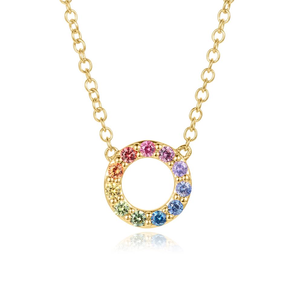 Samba 18ct Yellow Gold Rainbow Sapphire Circle Necklace Thumbnail Image 0