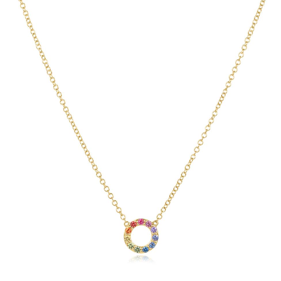 Samba 18ct Yellow Gold Rainbow Sapphire Circle Necklace Thumbnail Image 1