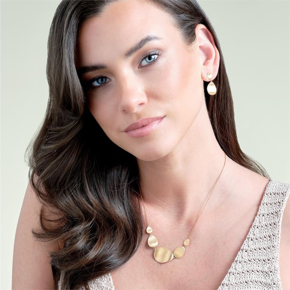 Cadence 18ct Yellow Gold Satin Finish Drop Earrings Thumbnail Image 2