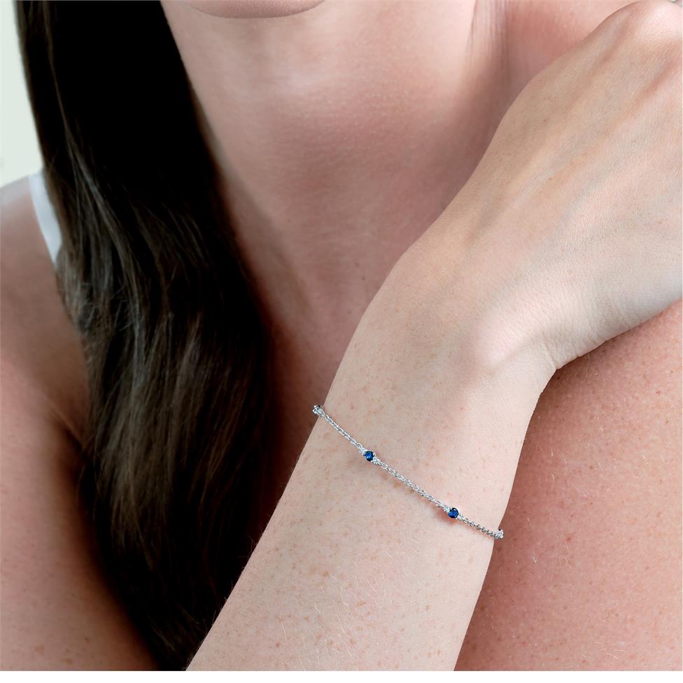 18ct White Gold Sapphire and Diamond Station Bracelet Thumbnail Image 1