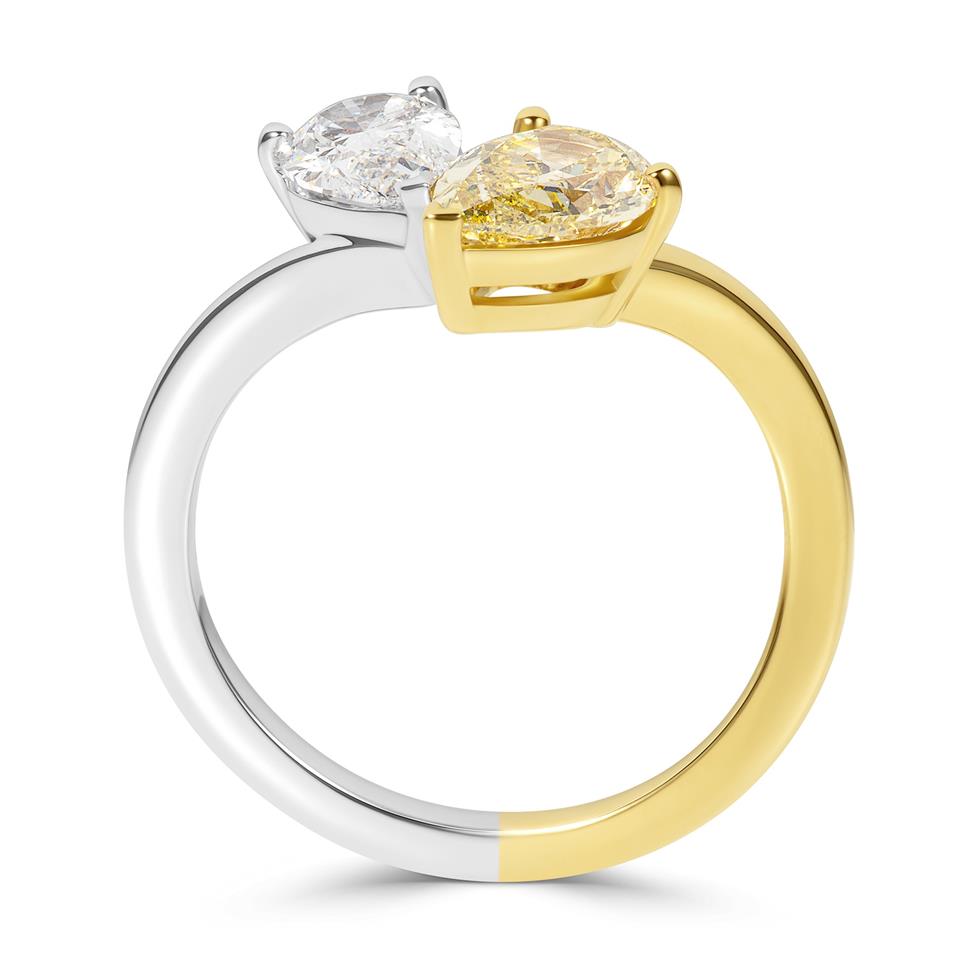 18ct Gold Toi et Moi Yellow and White Diamond Ring Thumbnail Image 3