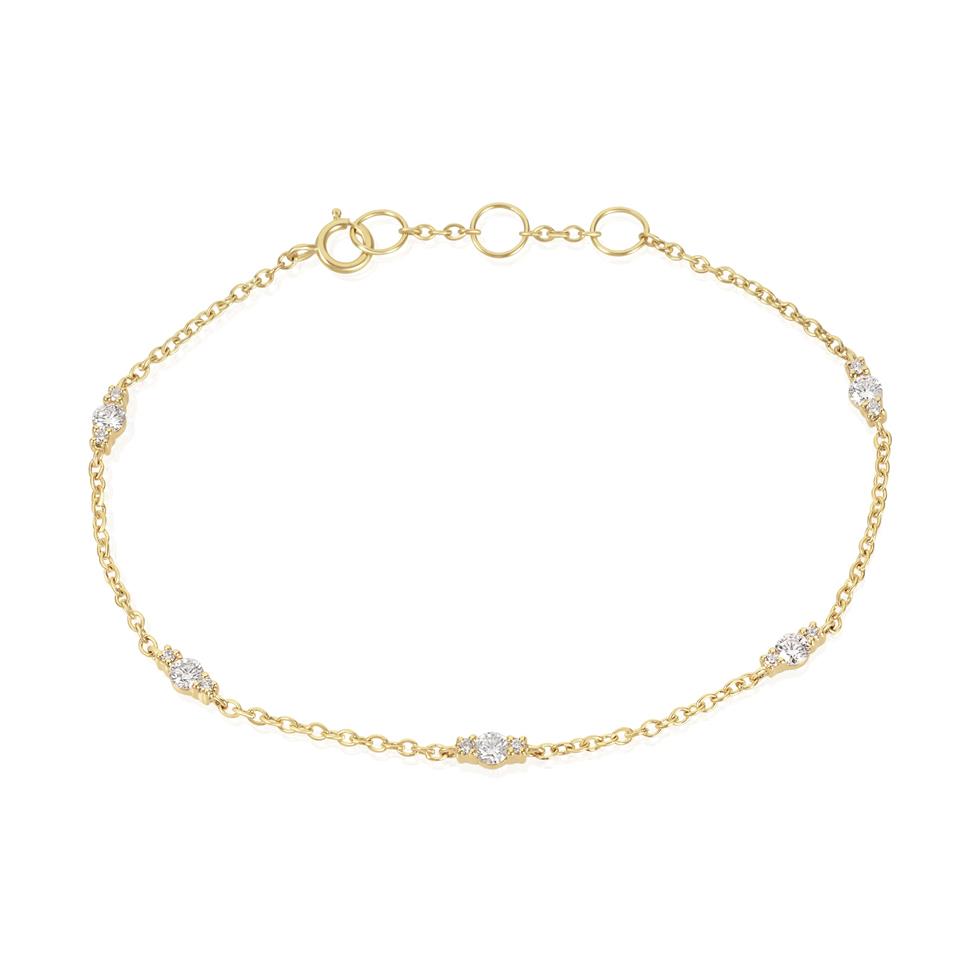 18ct Yellow Gold Diamond Station Bracelet Thumbnail Image 0