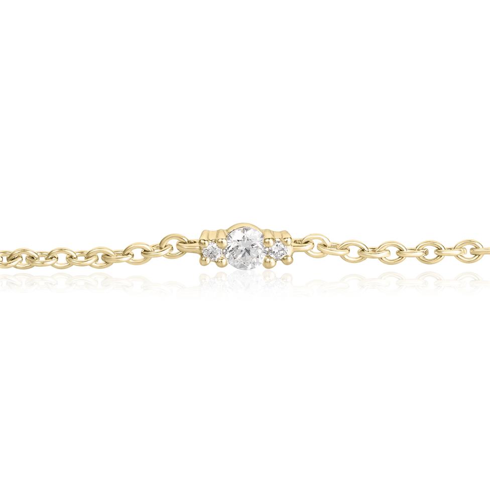 18ct Yellow Gold Diamond Station Bracelet Thumbnail Image 1