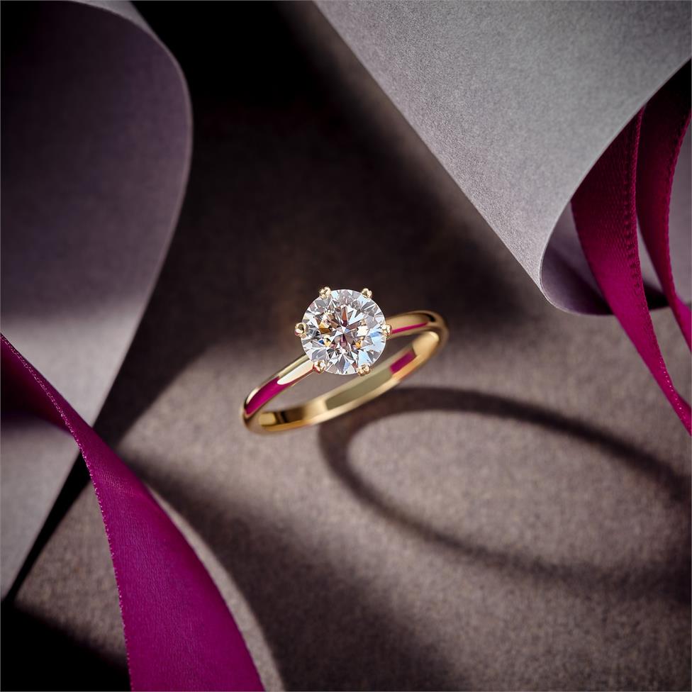 18ct Yellow Gold Six Claw Diamond Solitaire Engagement Ring 1.50ct Thumbnail Image 3