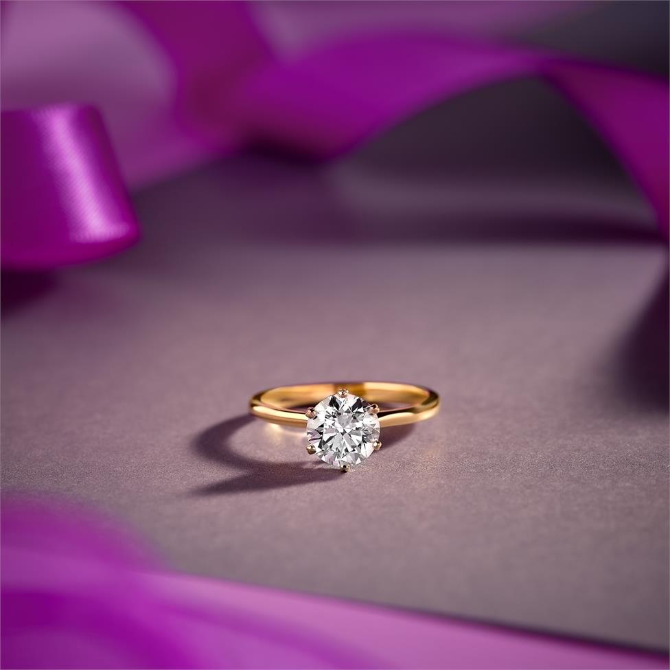 18ct Yellow Gold Six Claw Diamond Solitaire Engagement Ring 1.50ct Thumbnail Image 1