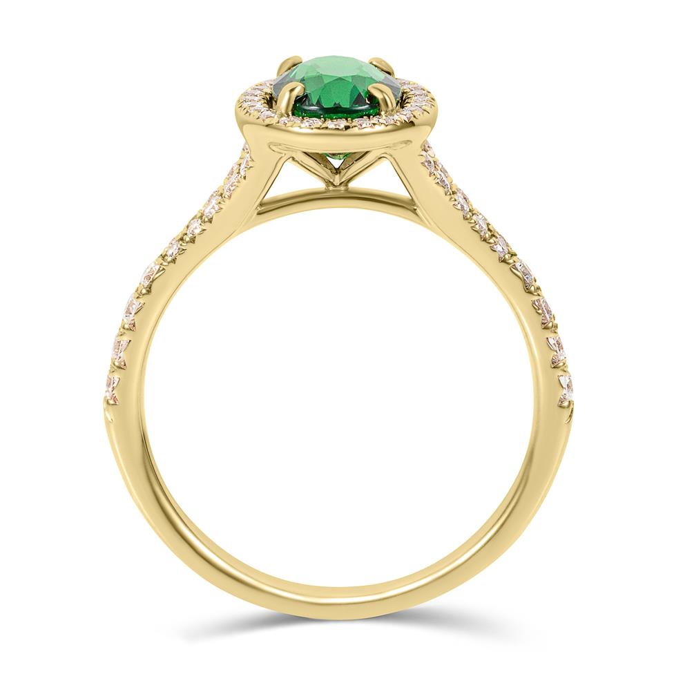 18ct Yellow Gold Oval Tsavorite and Diamond Cocktail Ring Thumbnail Image 2