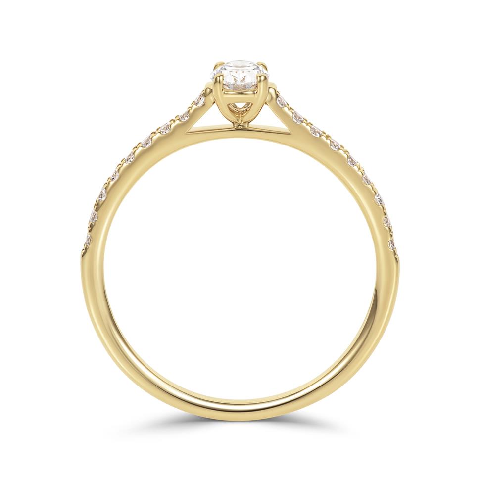 18ct Yellow Gold Oval Cut Diamond Solitaire Engagement Ring 0.33ct Thumbnail Image 2