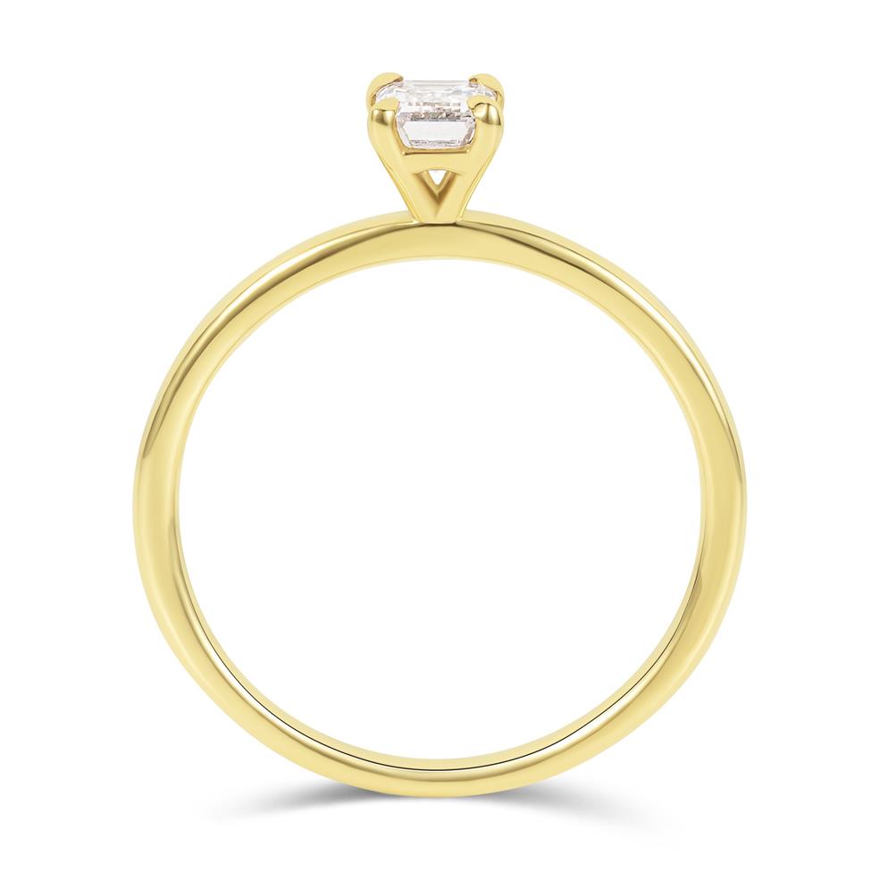 18ct Yellow Gold Emerald Cut Diamond Solitaire Engagement Ring 0.50ct Thumbnail Image 2