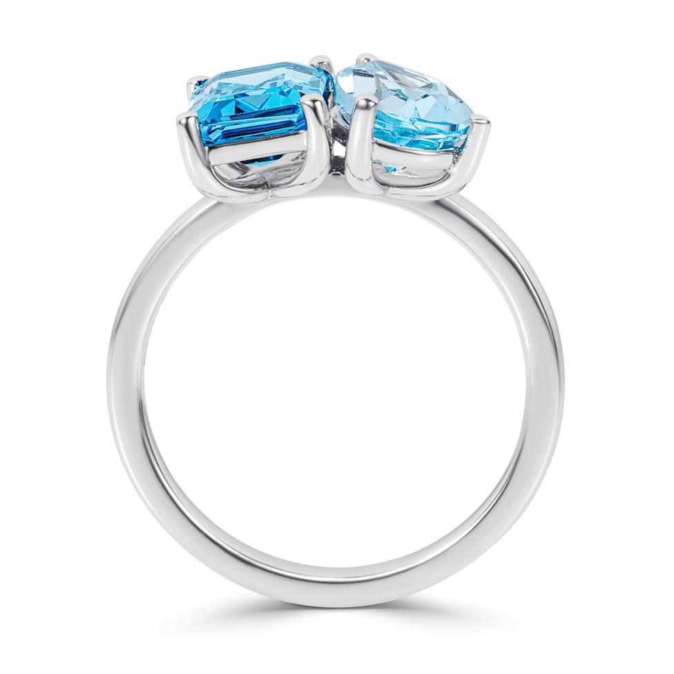 Toi Et Moi 18ct White Gold Blue Topaz Ring Thumbnail Image 3
