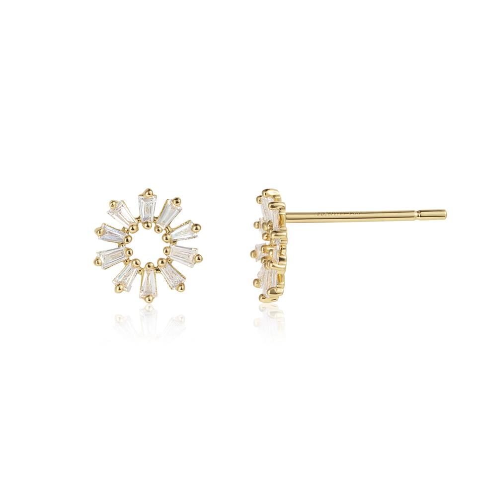 18ct Yellow Gold Baguette Cut Diamond Stud Earrings 0.28ct Thumbnail Image 0