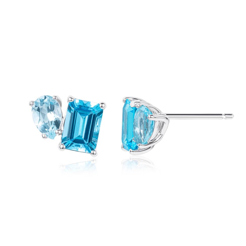 Toi Et Moi 18ct White Gold Blue Topaz Earrings Thumbnail Image 0