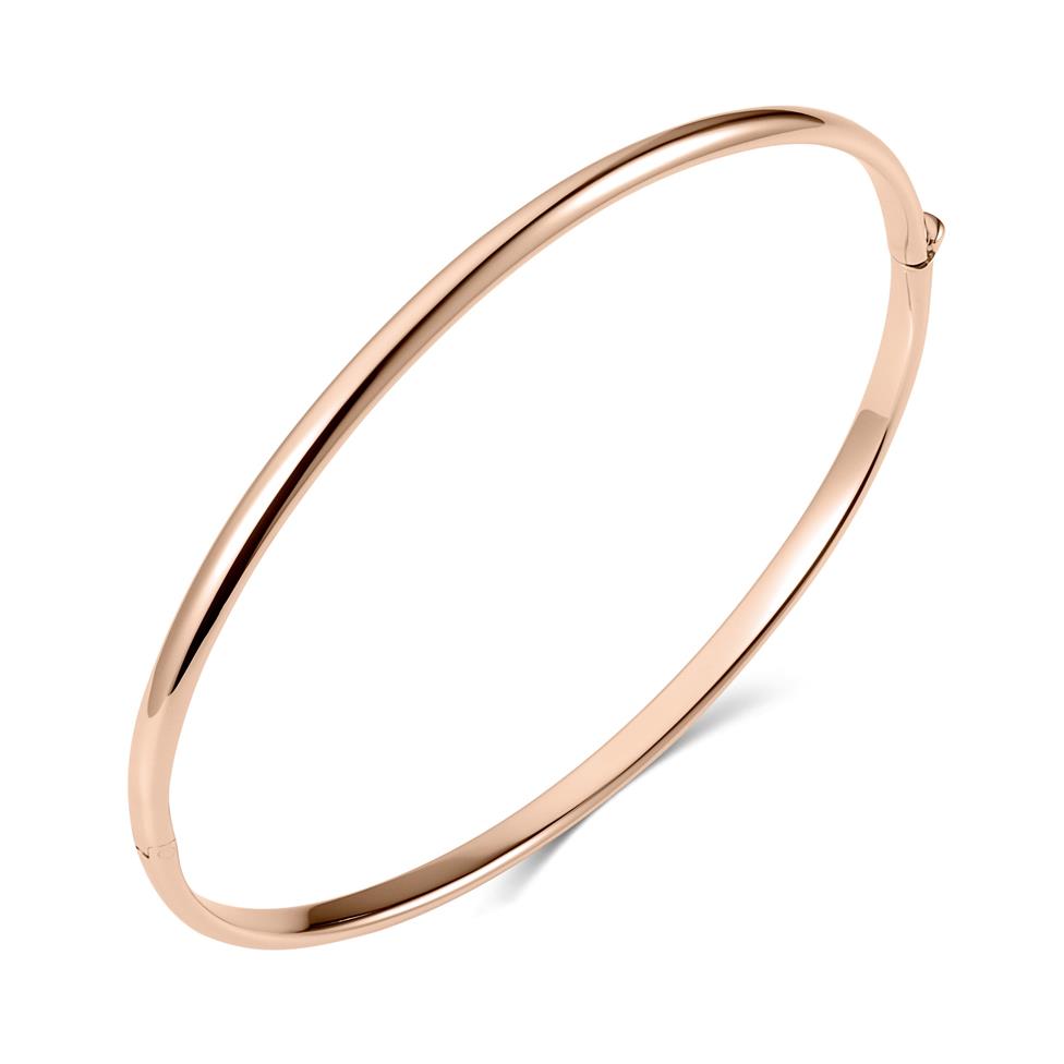 18ct Rose Gold Plain Oval Bangle Thumbnail Image 0
