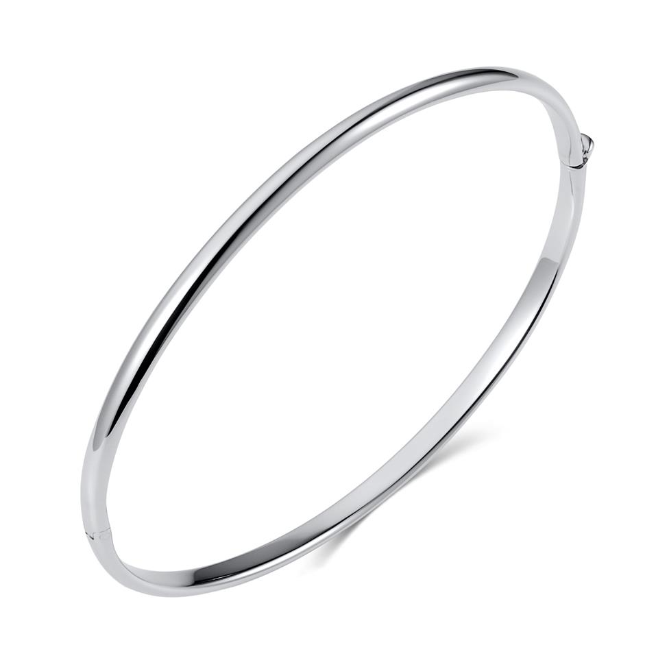 18ct White Gold Plain Oval Bangle Thumbnail Image 0