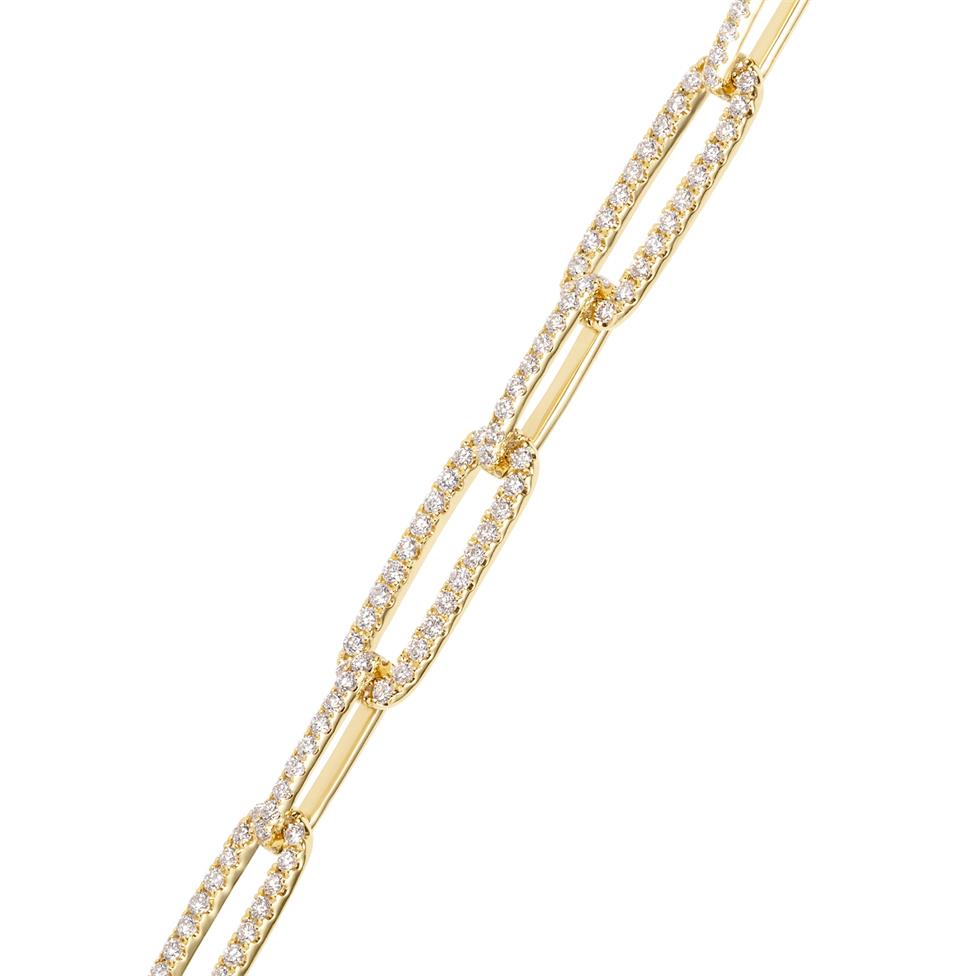 18ct Yellow Gold Diamond Paperlink Bracelet Thumbnail Image 2