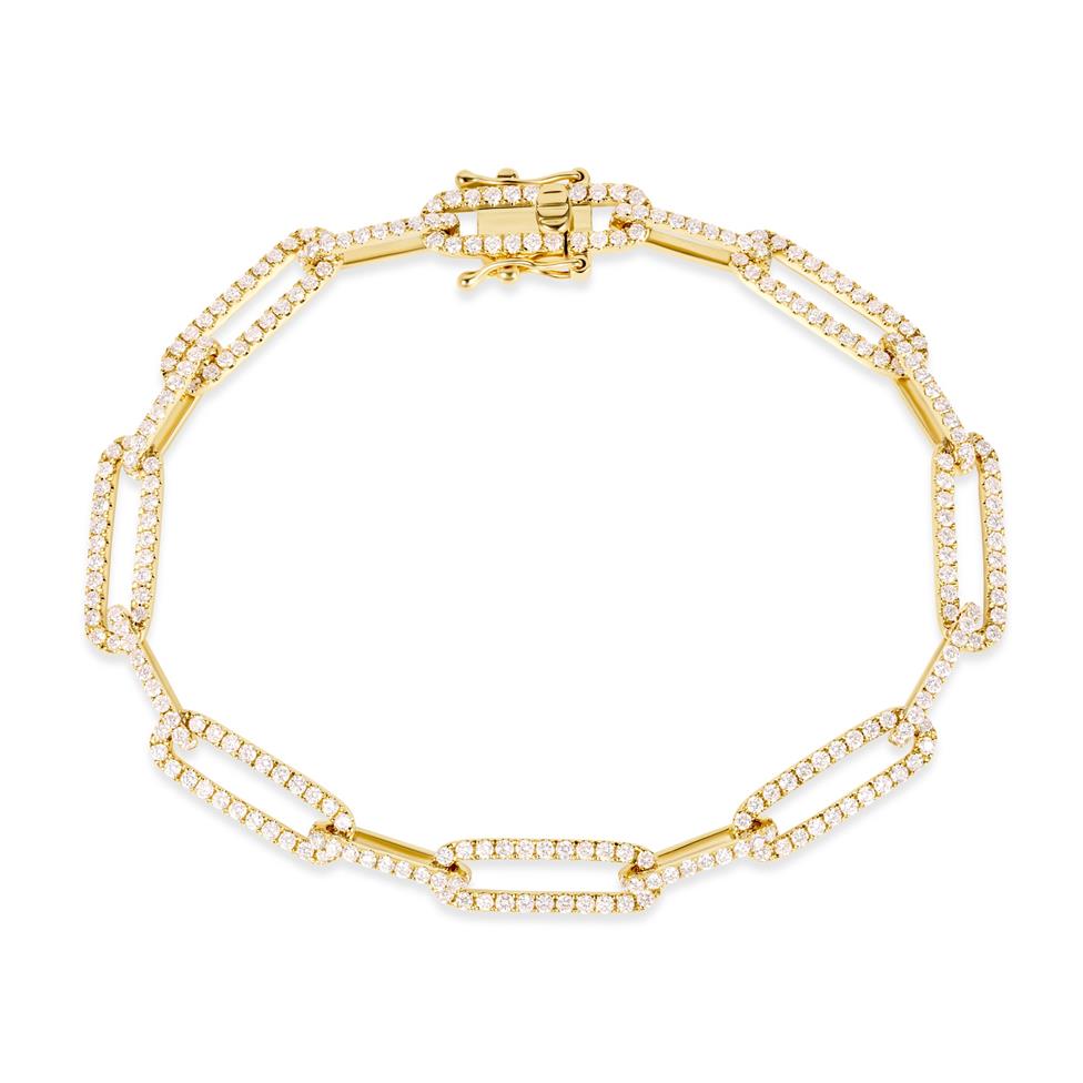 18ct Yellow Gold Diamond Paperlink Bracelet Thumbnail Image 0