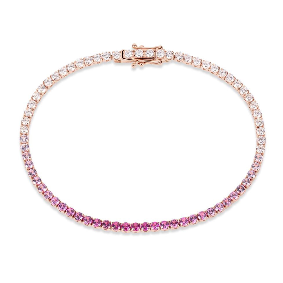 Bonbon 18ct Rose Gold Ombre Pink Sapphire and Diamond Bracelet Thumbnail Image 0