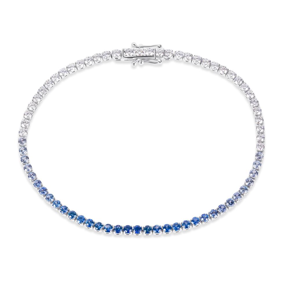 Bonbon 18ct White Gold Ombre Blue Sapphire and Diamond Bracelet Thumbnail Image 0