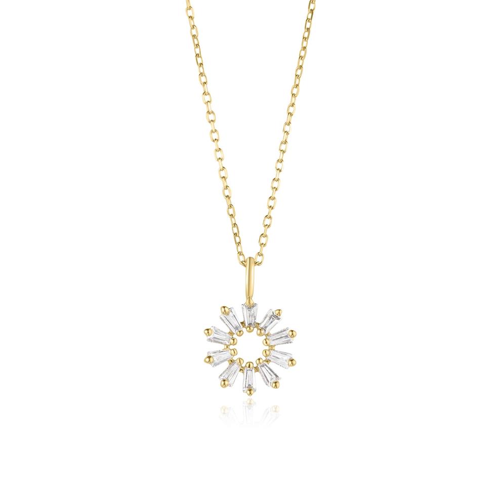 18ct Yellow Gold Baguette Diamond Necklace 0.16ct Thumbnail Image 1