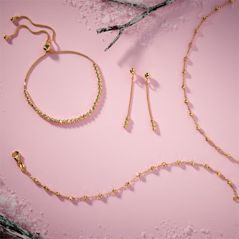 18ct Yellow Gold Faceted Bead Detail Adjustable Bracelet  Thumbnail Image 1