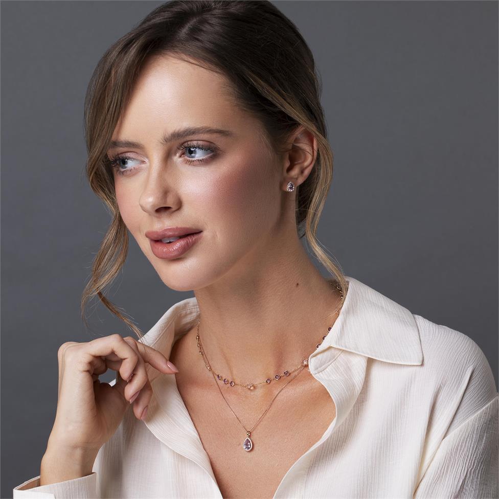 Bloom 18ct Rose Gold Amethyst Necklace 45cm Thumbnail Image 2