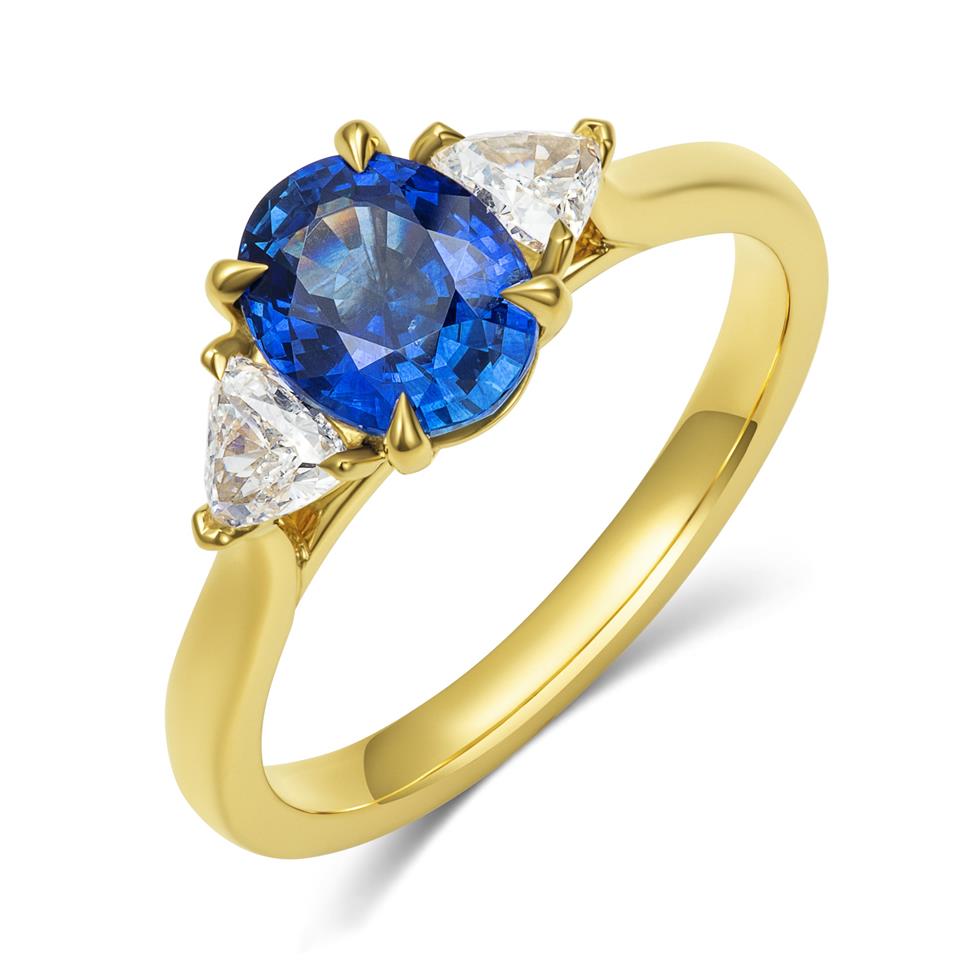 18ct Yellow Gold Sapphire and Diamond Engagement Ring 1.70ct Thumbnail Image 0