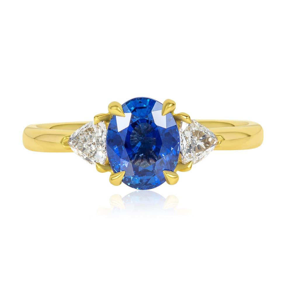 18ct Yellow Gold Sapphire and Diamond Engagement Ring 1.70ct Thumbnail Image 2