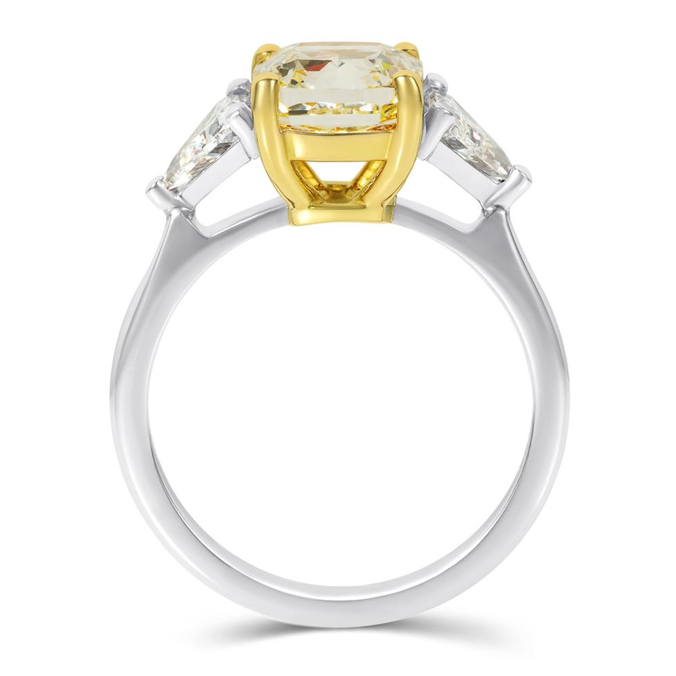 Platinum Yellow Cushion Diamond Engagement Ring 3.09ct Thumbnail Image 3