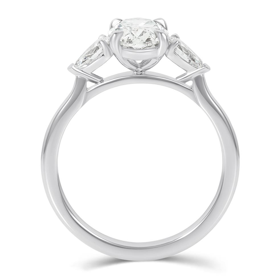 Platinum Three Stone Oval Diamond Engagement Ring 1.30ct Thumbnail Image 3