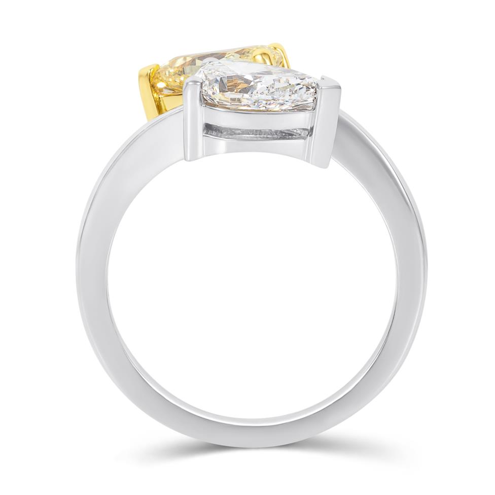 Platinum Toi et Moi White and Yellow Diamond Ring Thumbnail Image 4