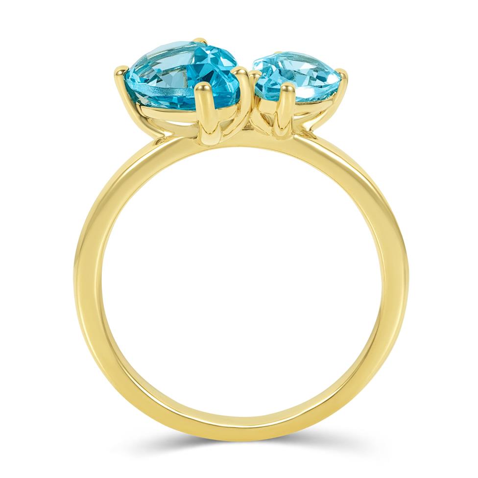Toi Et Moi 18ct Yellow Gold Blue Topaz Cocktail Ring Thumbnail Image 3