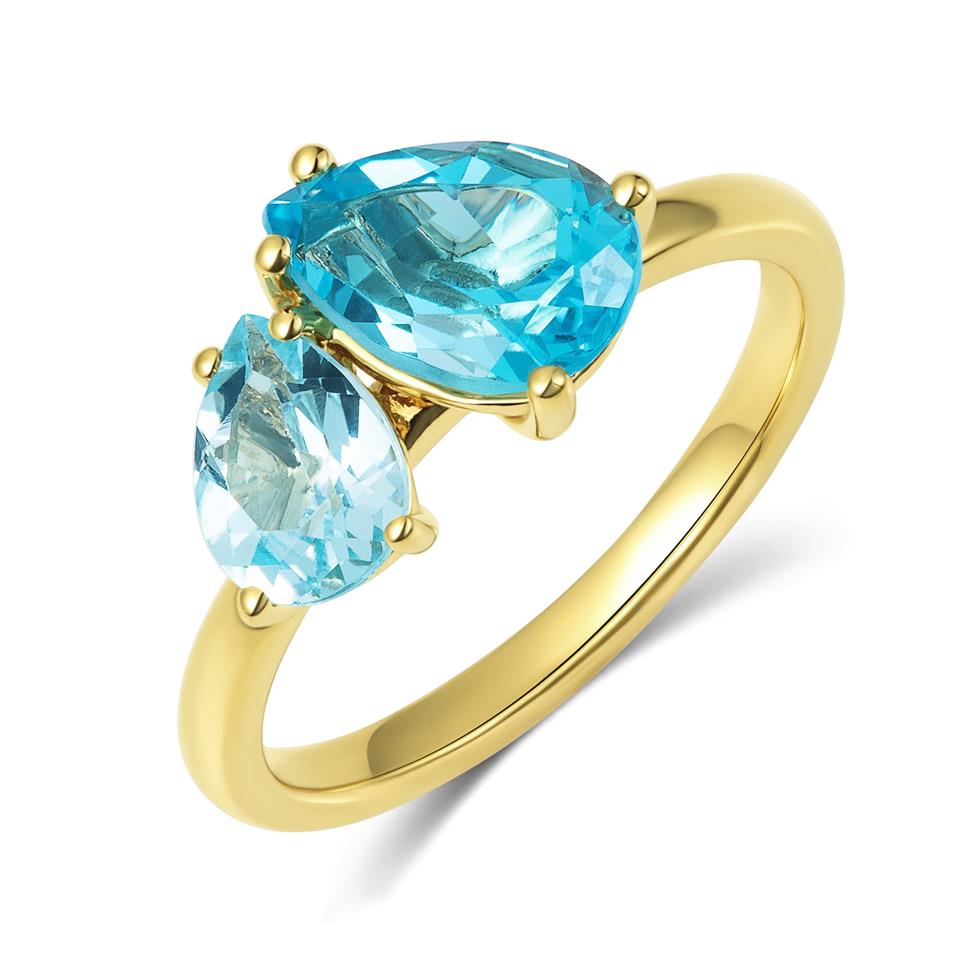 Toi Et Moi 18ct Yellow Gold Blue Topaz Cocktail Ring Thumbnail Image 0