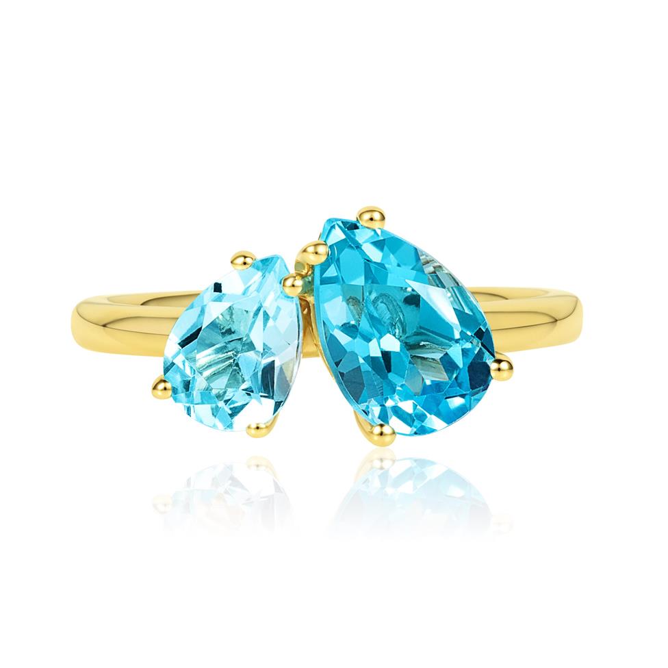 Toi Et Moi 18ct Yellow Gold Blue Topaz Cocktail Ring Thumbnail Image 2