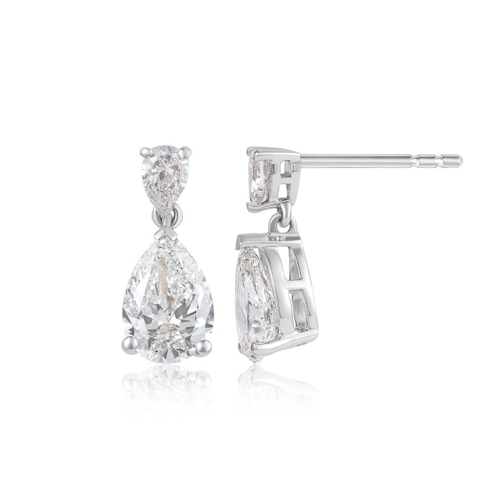 18ct White Gold Pear Diamond Drop Earrings 2.08ct Thumbnail Image 0