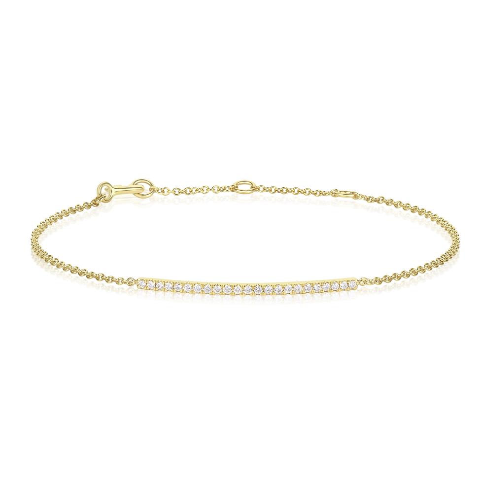 18ct Yellow Gold Diamond Bar Bracelet 0.15ct Thumbnail Image 0