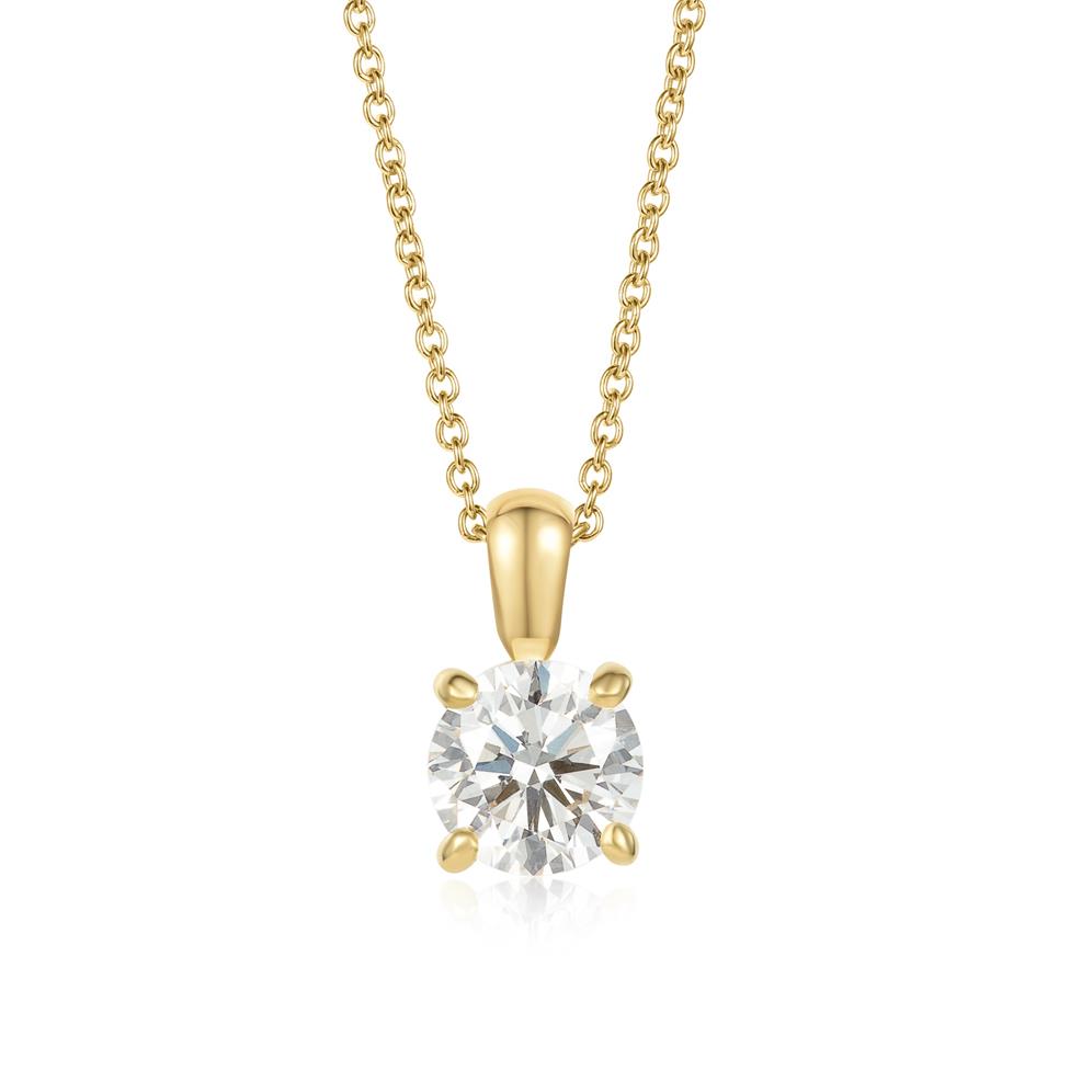 18ct Yellow Gold Classic Diamond Solitaire Pendant 1.00ct Thumbnail Image 0