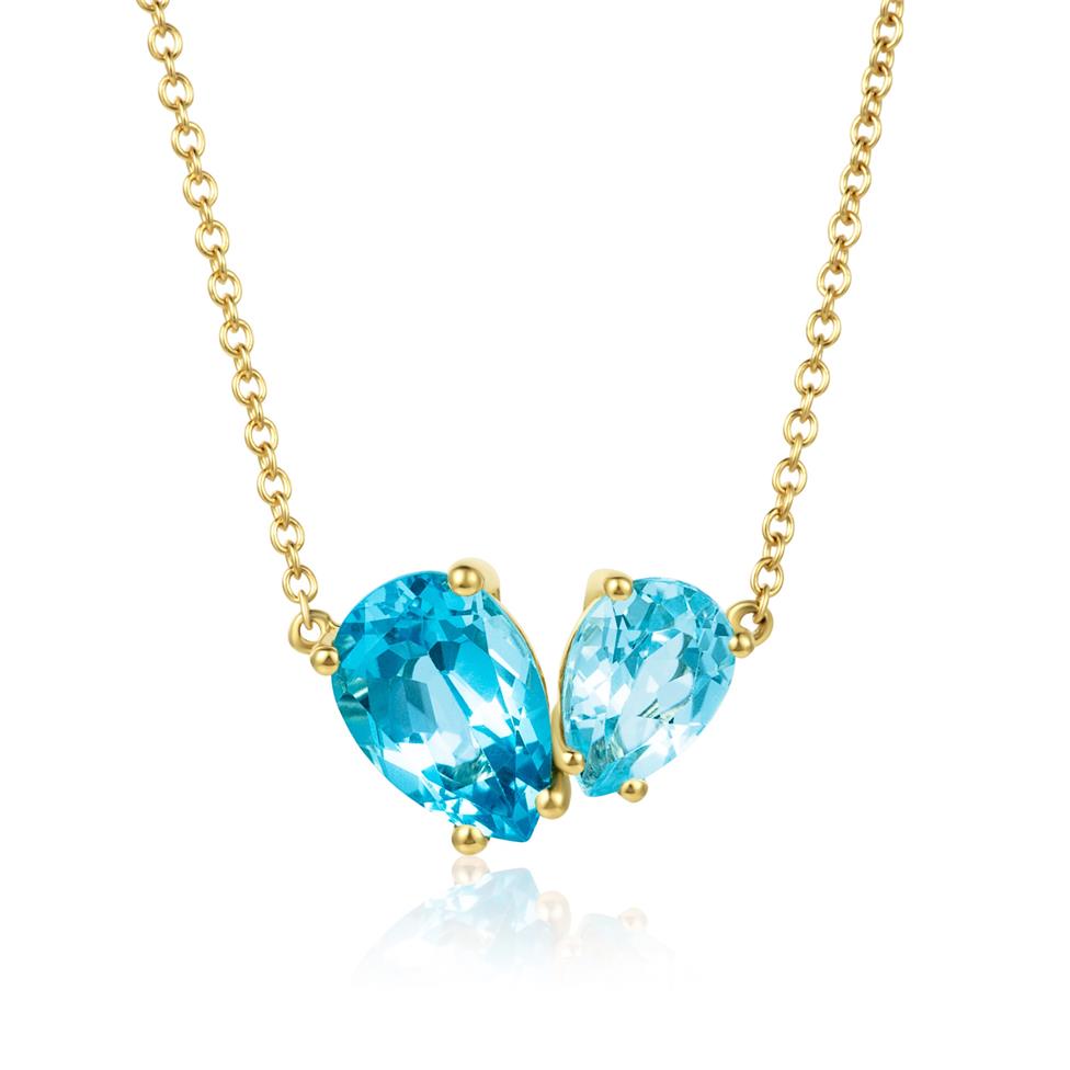 Toi Et Moi 18ct Yellow Gold Blue Topaz Necklace Thumbnail Image 0
