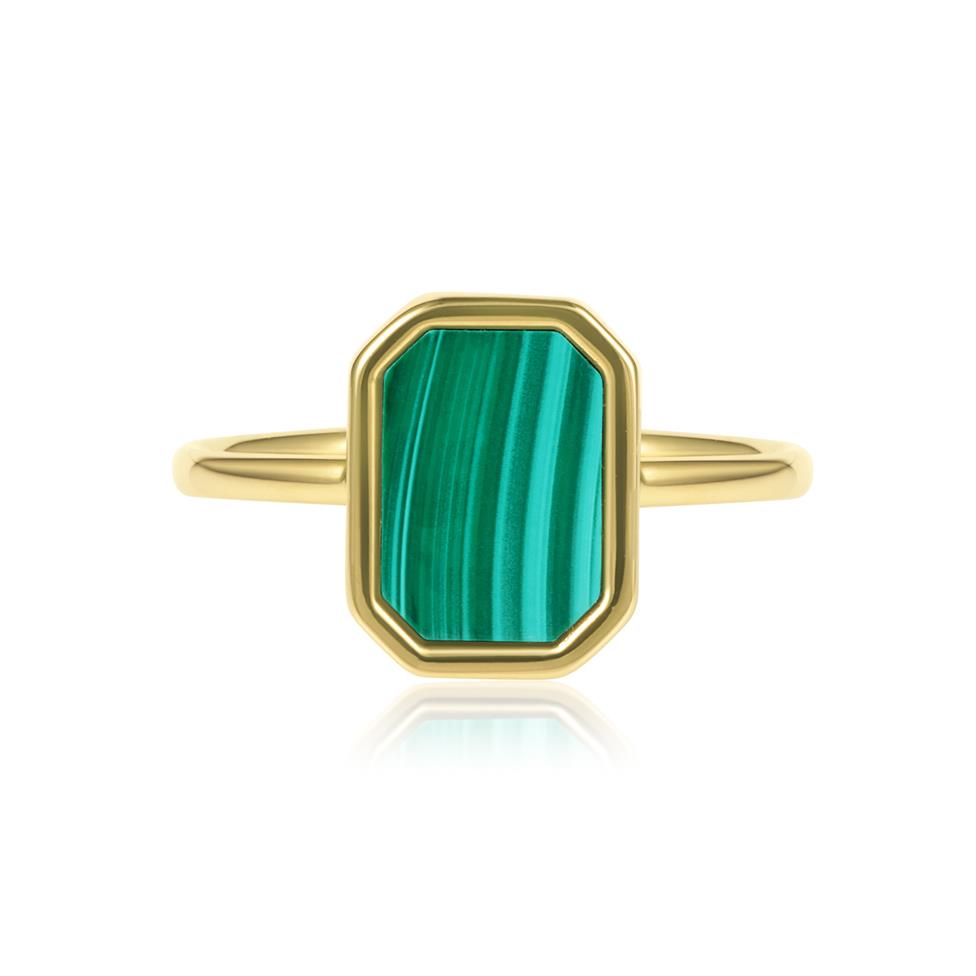 Nova 18ct Yellow Gold Octagon Malachite Ring  Thumbnail Image 1