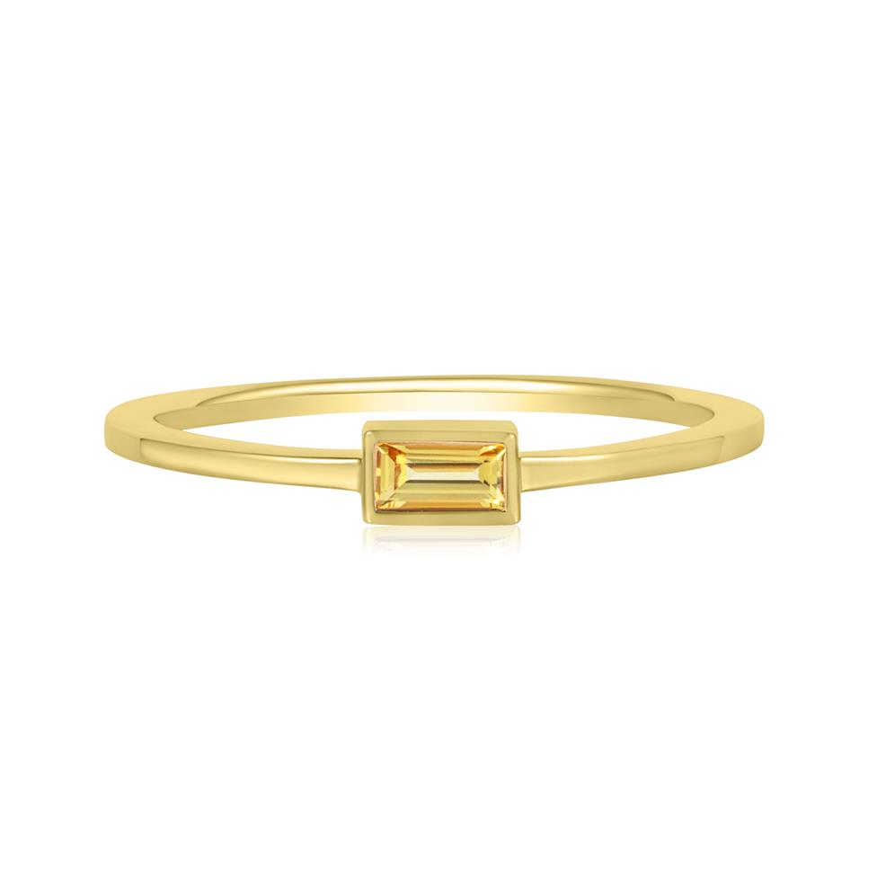 18ct Yellow Gold Baguette Cut Yellow Sapphire Dress Ring Thumbnail Image 1