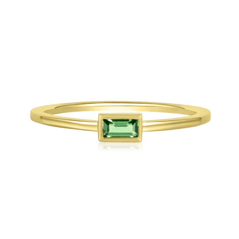 18ct Yellow Gold Baguette Cut Tsavorite Dress Ring Thumbnail Image 1