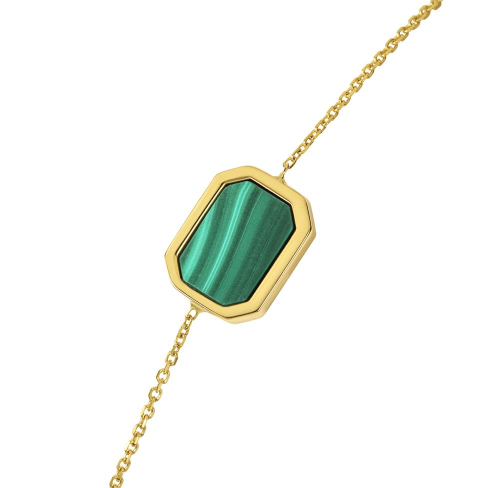 Nova 18ct Yellow Gold Octagon Malachite Bracelet  Thumbnail Image 1