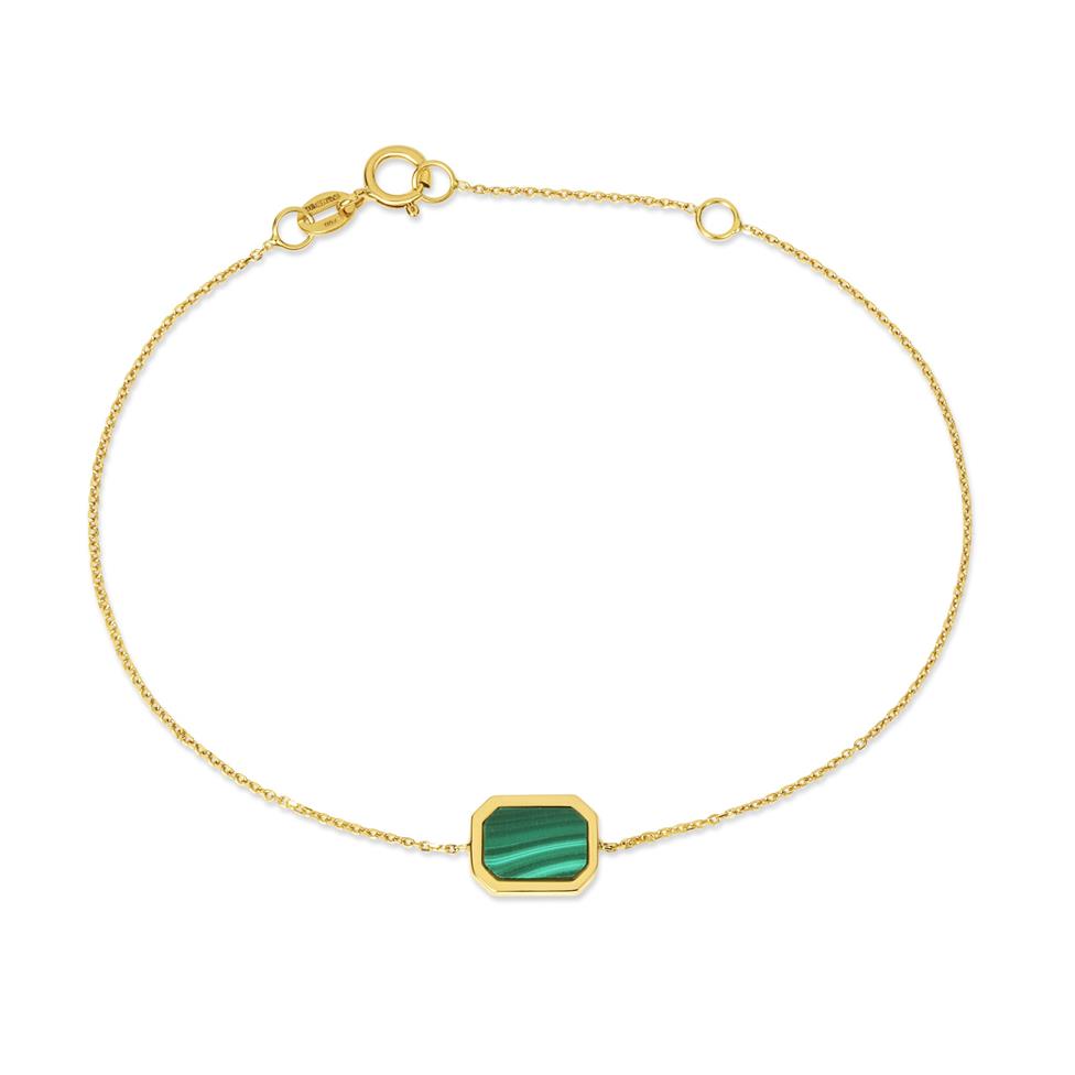 Nova 18ct Yellow Gold Octagon Malachite Bracelet  Thumbnail Image 0