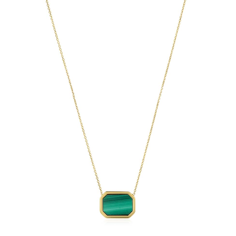 Nova 18ct Yellow Gold Octagon Malachite Necklace Thumbnail Image 1