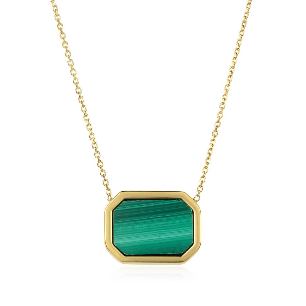Nova 18ct Yellow Gold Octagon Malachite Necklace Thumbnail Image 0