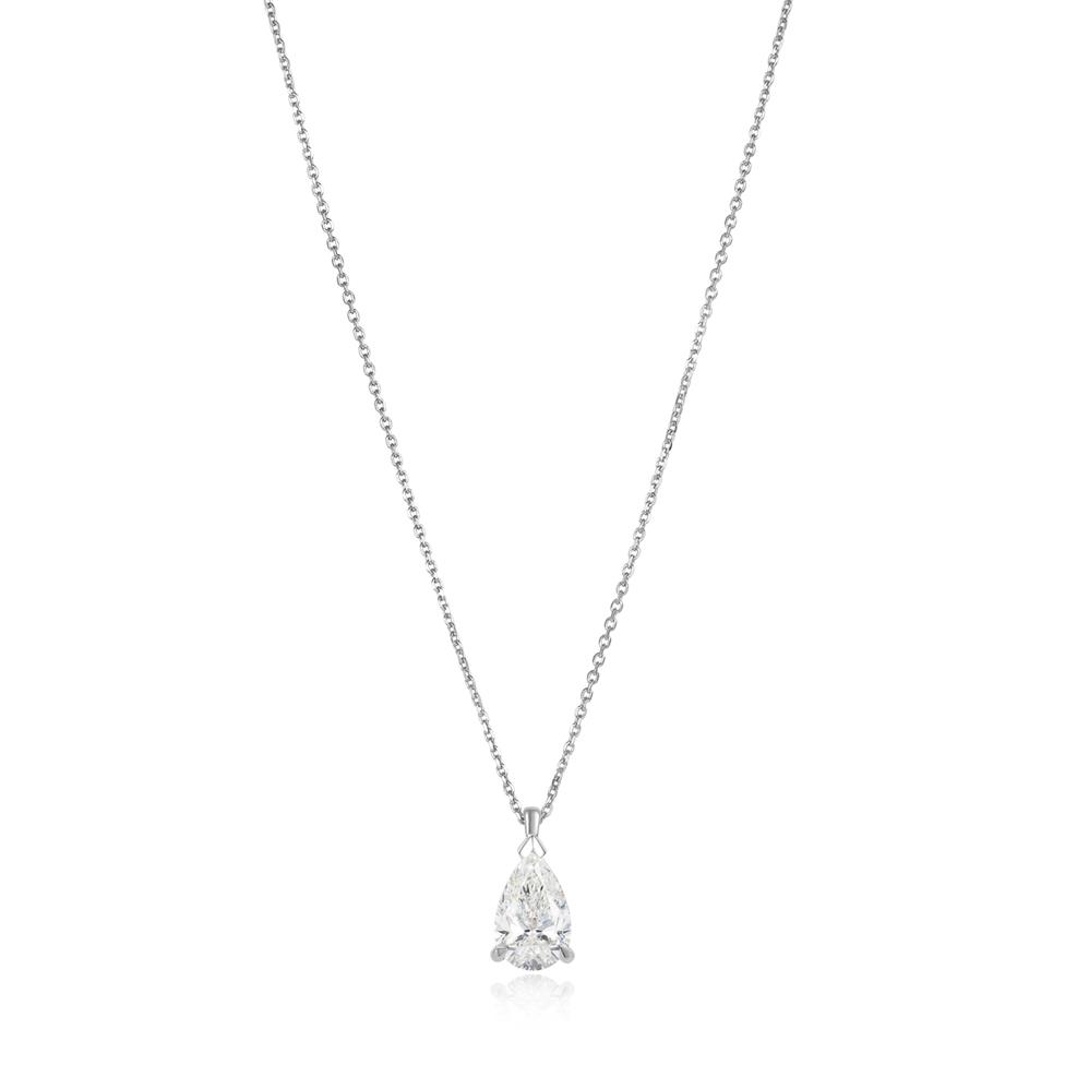18ct White Gold Pear Diamond Solitaire Necklace 1.51ct Thumbnail Image 2