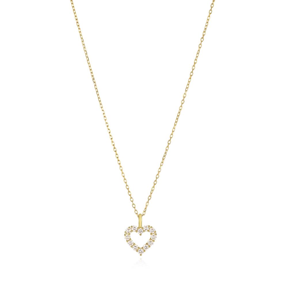 18ct Yellow Gold Open Heart Design Diamond Necklace 0.16ct Thumbnail Image 2